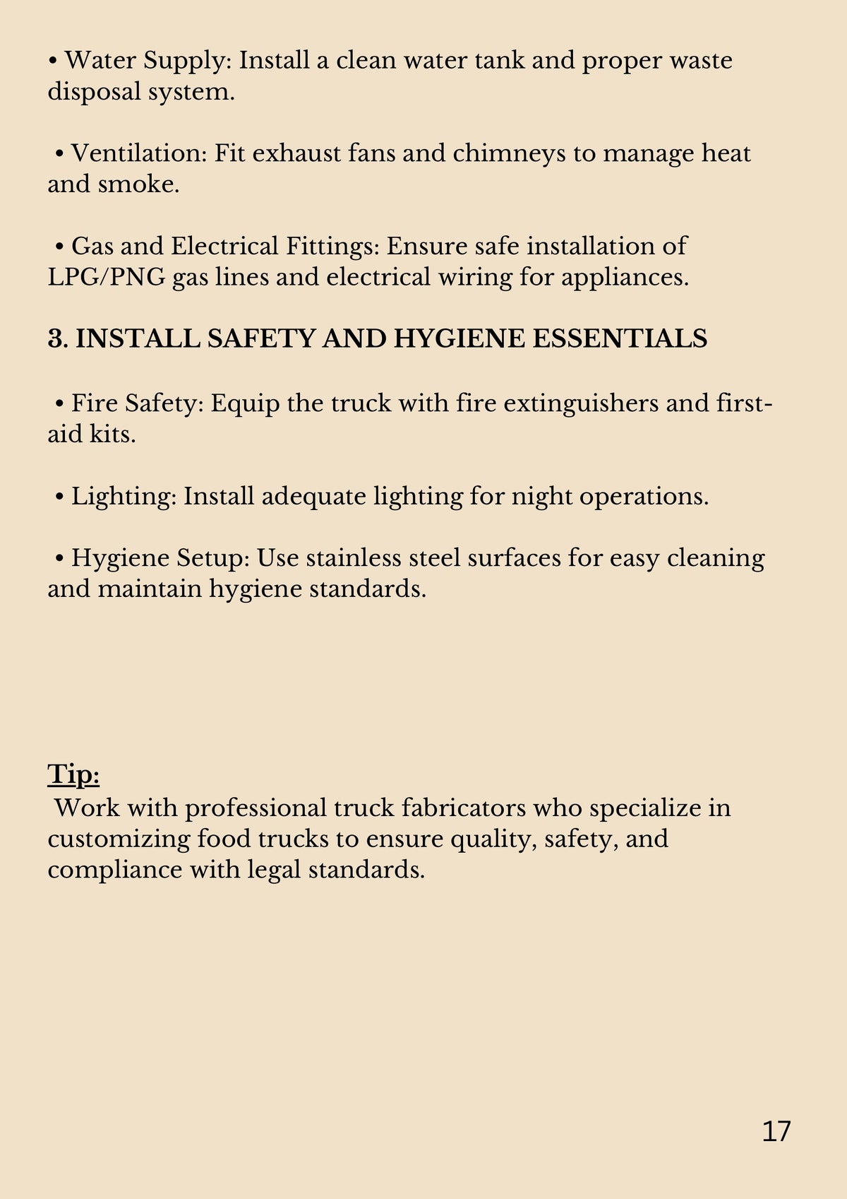 Food truck guide interior showing kitchen workstations storage ventilation vehicle and safety considerations
