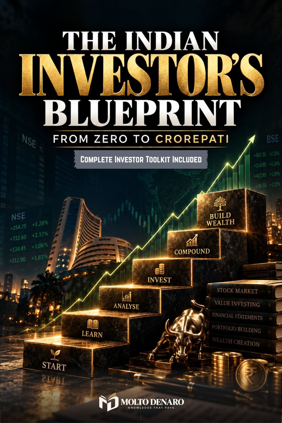 The Indian Investor's Blueprint official book cover by MOLTO DENARO, from zero to crorepati