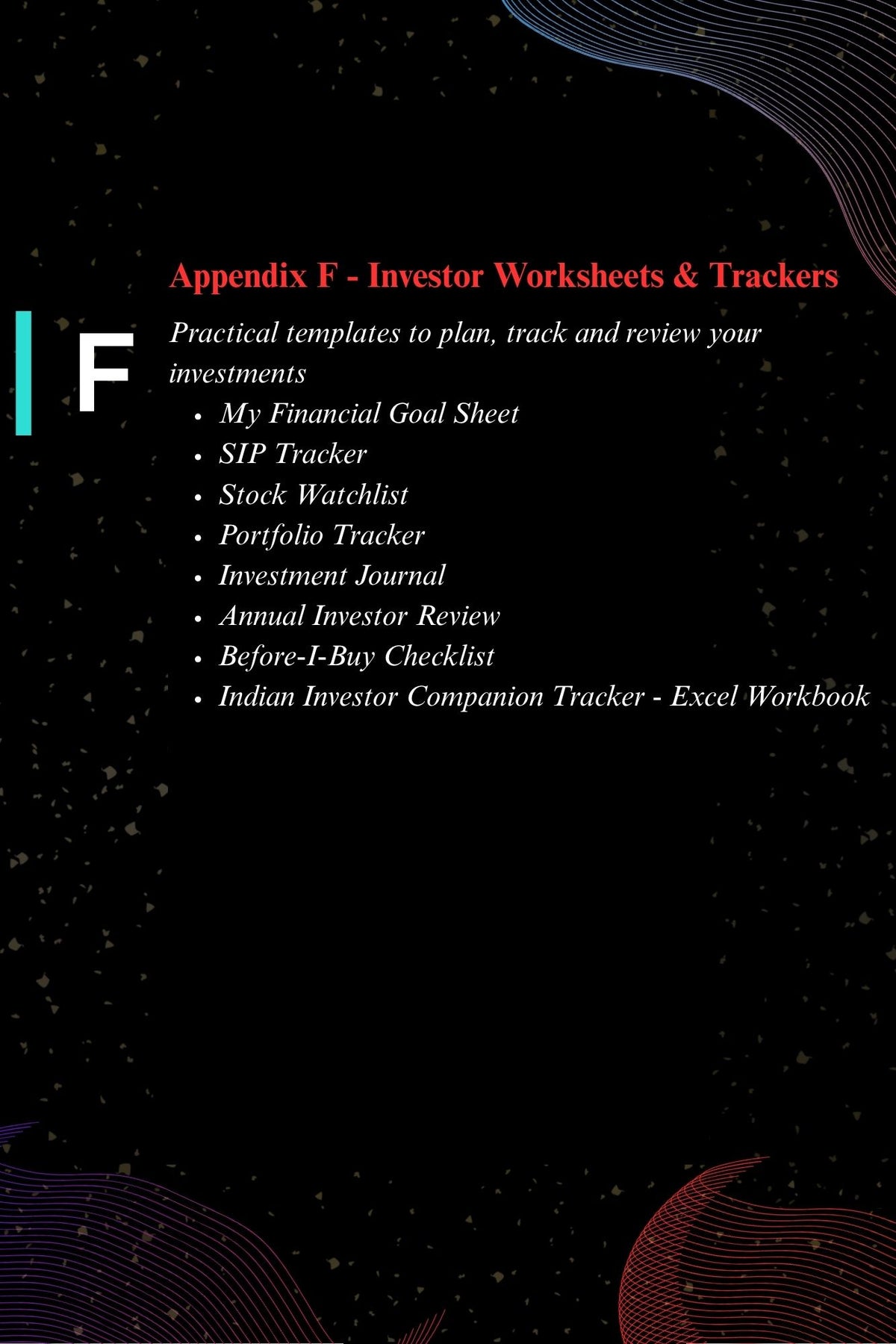 Indian Investor Blueprint workbook and trackers including financial goals SIP tracker stock watchlist and investment journal